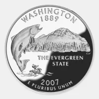 Faux Washington State Quarter Classic Round Sticker