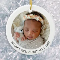 Baby's First Christmas Round 2 Photos Holiday Ceramic Ornament