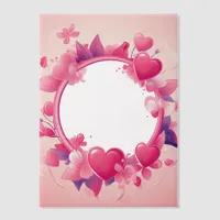 Round Frame of Pink Hearts Vellum Invitations