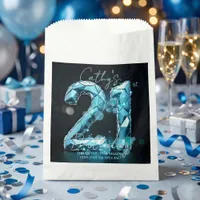 Luxury Glam Teal Blue Crystal 21st Birthday Party Favor Bag