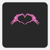 Skeleton Hands Heart Sign Retro Halloween Square Sticker