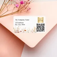 Wildflowers QR code business logo return address Label