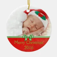 Baby Photo Ornament, Add your own Picture Keepsake Ceramic Ornament