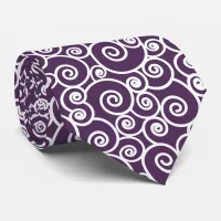 Soft Grape Purple and White Swirls and Circles Neck Tie