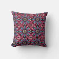 Blue and Purple Daisy Pattern Throw Pillow
