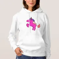 Unicorn Pink Patriotic USA Flag Mane Fantasy Art Hoodie