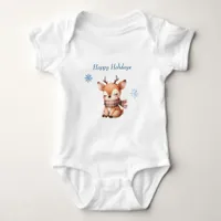 Cute Cartoon Deer in Snow Baby Bodysuit