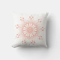 Salmon and White Sharp Unique Mandala Throw Pillow