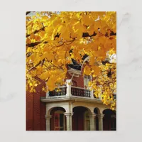 Yellow Autumn Leaves and Old Brick House Postcard