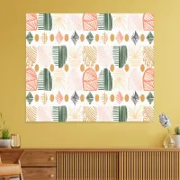 Caribbean Tribal Mudcloth: Boho Dark Green, Pink Canvas Print