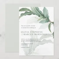Modern Elegant Tropical Leaves Invitation