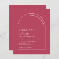 Budget Magenta Modern Arch Wedding Invitation