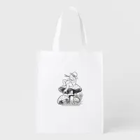 Cottagecore Aesthetic Frog On A Mushroom Goblincor Grocery Bag