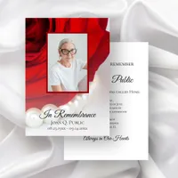 Red Rose Flower and Pearls Death Anniversary Invitation