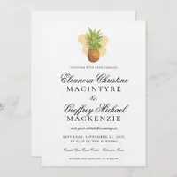 Tropical Island Pineapple Watercolor Wedding Invitation