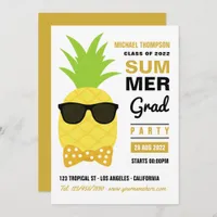 Black and Gold Pineapple Summer Grad Party Invitat Invitation