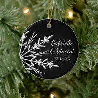 Black and White Snowflake Bridesmaid Thank You Ceramic Ornament