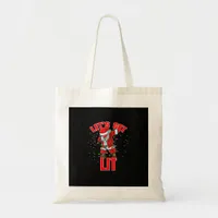Let's Get Lit Drinking Santa Hat Dabbing Christmas Tote Bag