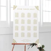 Elegant Gold Wedding Seating Chart Sign 24x36 