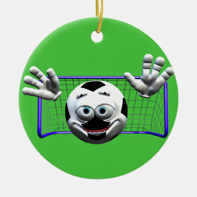 Funny Cartoon Soccer Ball Ceramic Ornament