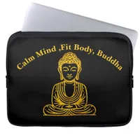 Golden Buddha in Peaceful Pose Laptop Sleeve