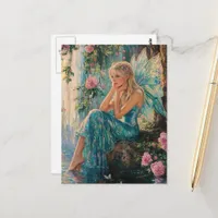 Beautiful Fairy at the Waterfall Postcard