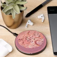 Pretty Girly Salmon Pink Flowers Wireless Charger