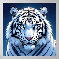 Blue eyed White Tiger Ai Art Poster