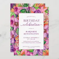 Tropical Floral Birthday Celebration Party Invitation