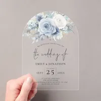 Dusty Blue Florals Wedding Acrylic  Acrylic Invitations