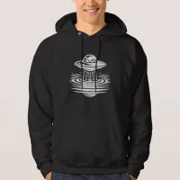 Black and White Alien in UFO Ai art Hoodie