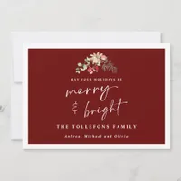 Elegant Winter Foliage Bouquet Non Photo Holiday Card