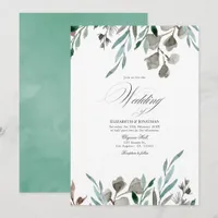 Watercolor Rustic Greenery Winter Wedding Invitation