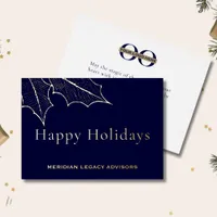 Simple Elegant Navy Blue and Gold Foil Holiday Card