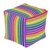 Ottoman/cube - Rainbow Colored Bars Pouf