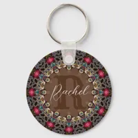 Vintage Fractal Lace Custom Name & Quote Keychain