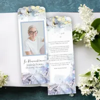 Blue Hydrangea Flowers Watercolor Funeral Memorial Bookmarks