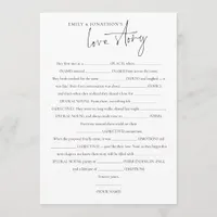 Couple’s Love Story Wedding Game Card