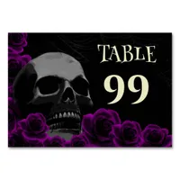 Gothic Skull Purple Roses Spooky Halloween Weddi Table Number