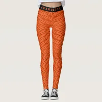 Neon Zigzag Pattern Name Orange Yoga Leggings