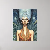 Alien on a Blue Background Canvas Print