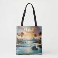 Vintage Hawaii Tropical Beach Travel Tote Bag