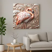 Molten Rose Gold Copper Silver Elegant Flamingo Canvas Print