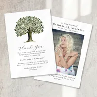 Tree of Life Photo Sympathy Funeral Memorial Thank You Card