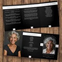 Modern Minimalist 2-Photo Funeral/Memorial Service Tri-Fold Program