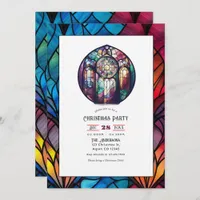 Stained Glass Rose Window Christmas Party Invitation