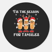 Tis Season For Tamales Mexican Christmas Modern Classic Round Sticker