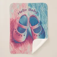 Hello Baby - charming pastel  Sherpa Blanket