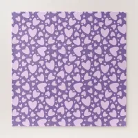 Purple With Pink Love Hearts | Girly Impossible Jigsaw Puzzle