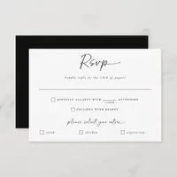 Meal Choice Wedding Modern Handwriting Reply RSVP Card